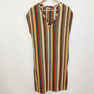 Zara Trafaluc Multicolor Striped Sleeveless Sheer Midi Dress Women's Size Small